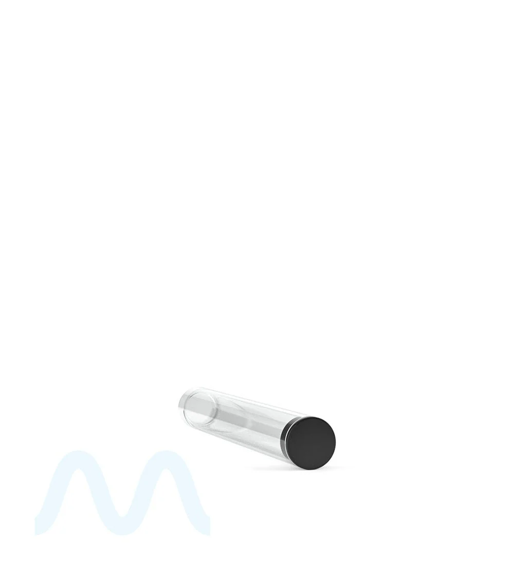 Buttonless Vape Cartridge Tube w/ Black Cap | 86mm - Clear Plastic - 500 Count - Image 3