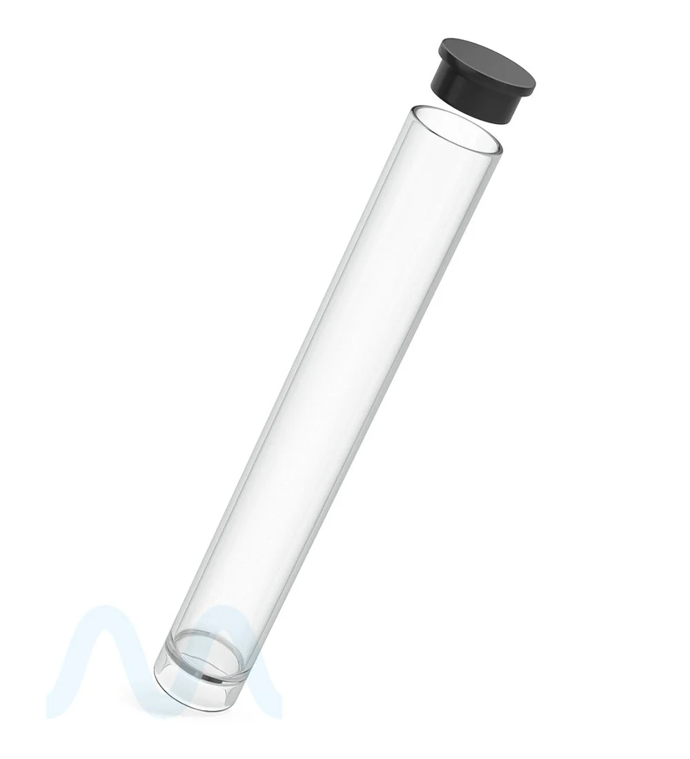 Buttonless Vape Cartridge Tube w/ Black Cap | 86mm - Clear Plastic - 500 Count - Image 5