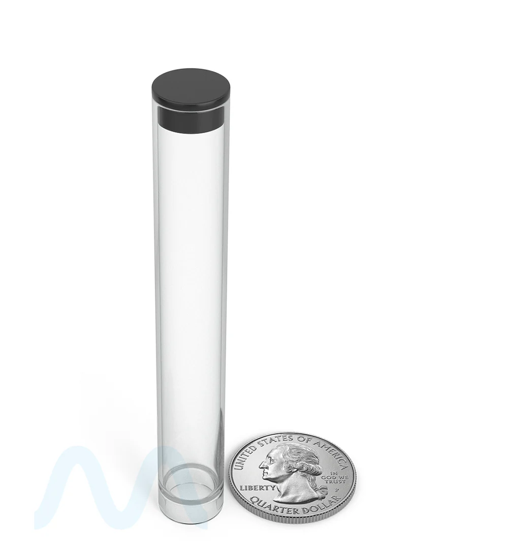 Buttonless Vape Cartridge Tube w/ Black Cap | 86mm - Clear Plastic - 500 Count - Image 6
