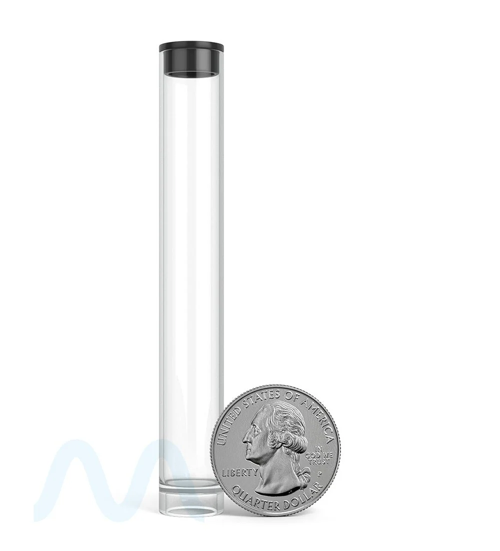 Buttonless Vape Cartridge Tube w/ Black Cap | 86mm - Clear Plastic - 500 Count - Image 7