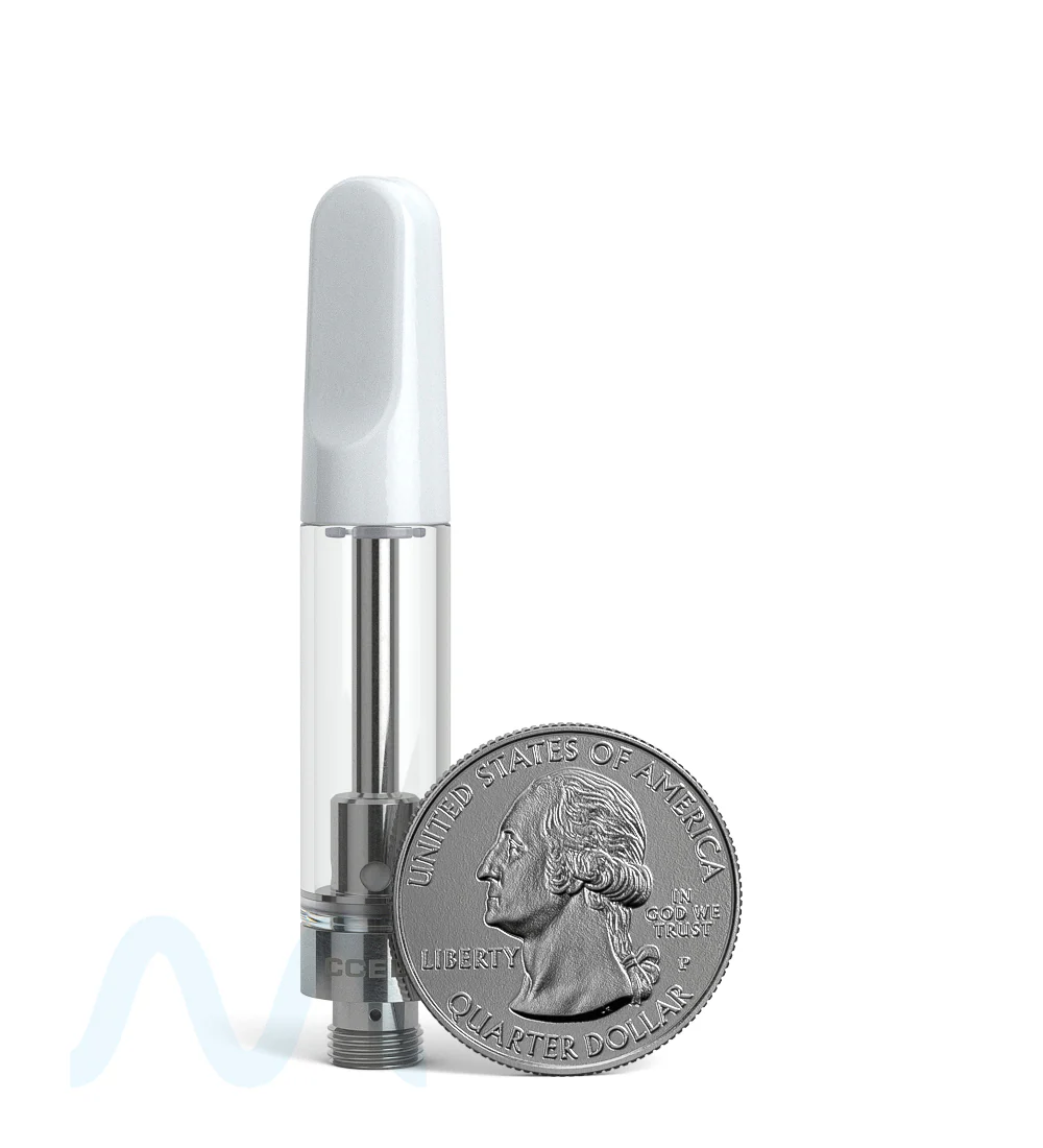 CCELL | TH2-SE Glass Vape Cartridge with White Plastic Mouthpiece | 1mL - Snap Fit - 100 Count - Image 8