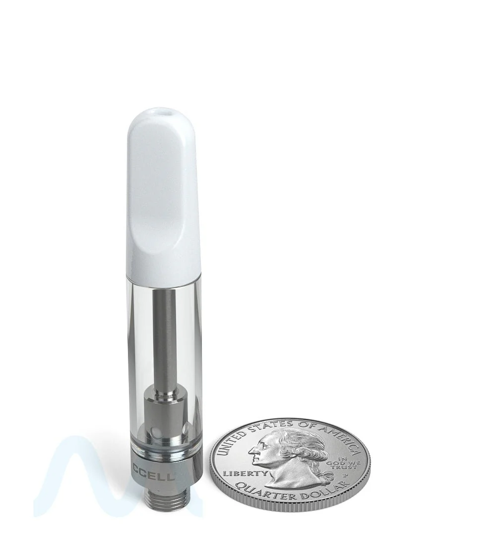 CCELL | TH2-SE Glass Vape Cartridge with White Plastic Mouthpiece | 1mL - Snap Fit - 100 Count - Image 9