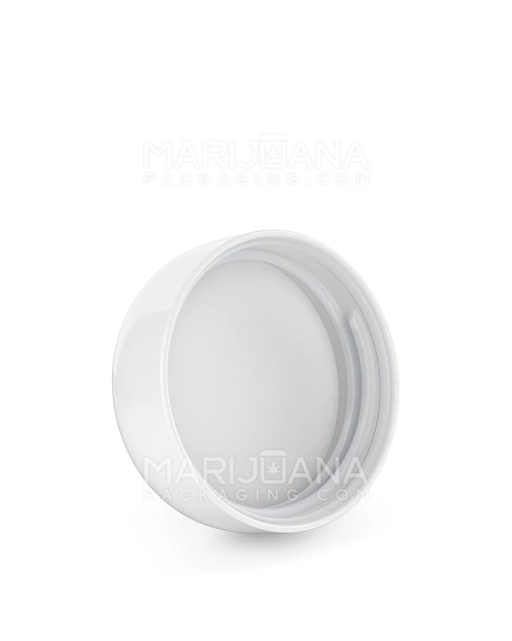 Child Resistant | Dome Push Down & Turn Plastic Caps w/ Foam Liner | 53mm - Glossy White - 120 Count - Image 2