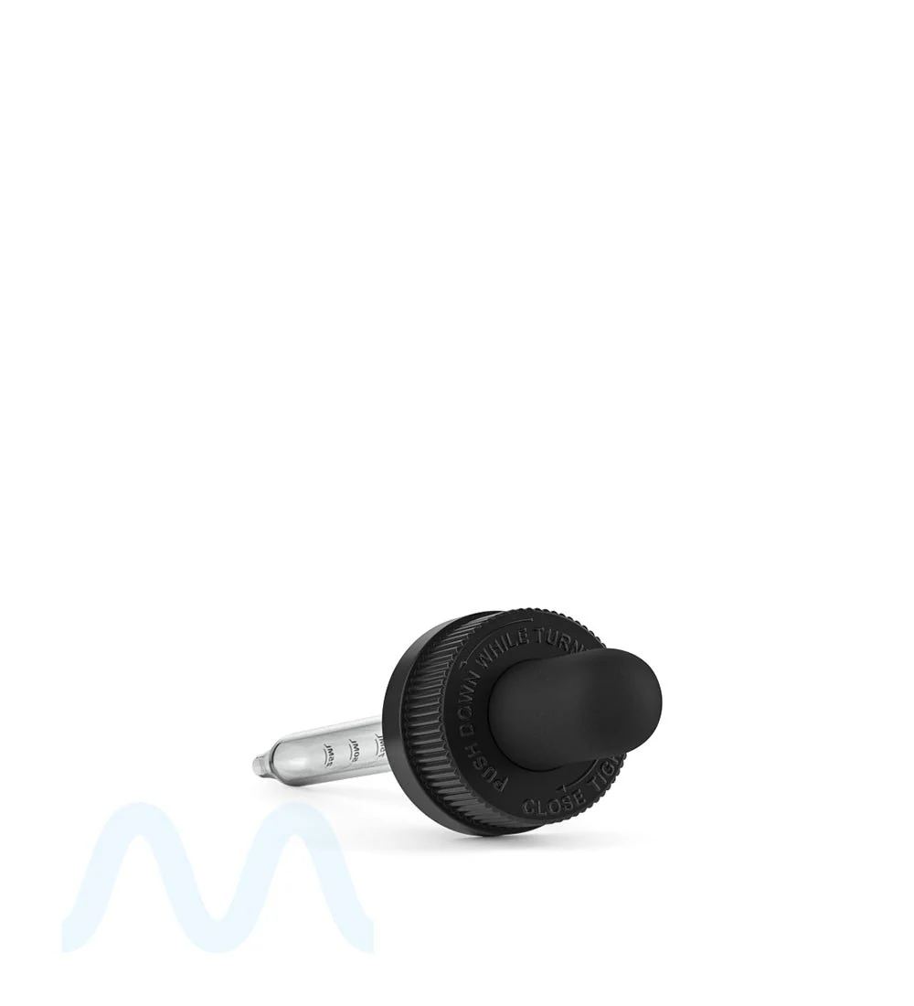 Child Resistant | Black Graduated Ribbed Glass Dropper Cap | 2oz - 1mL - 240 Count - Image 3