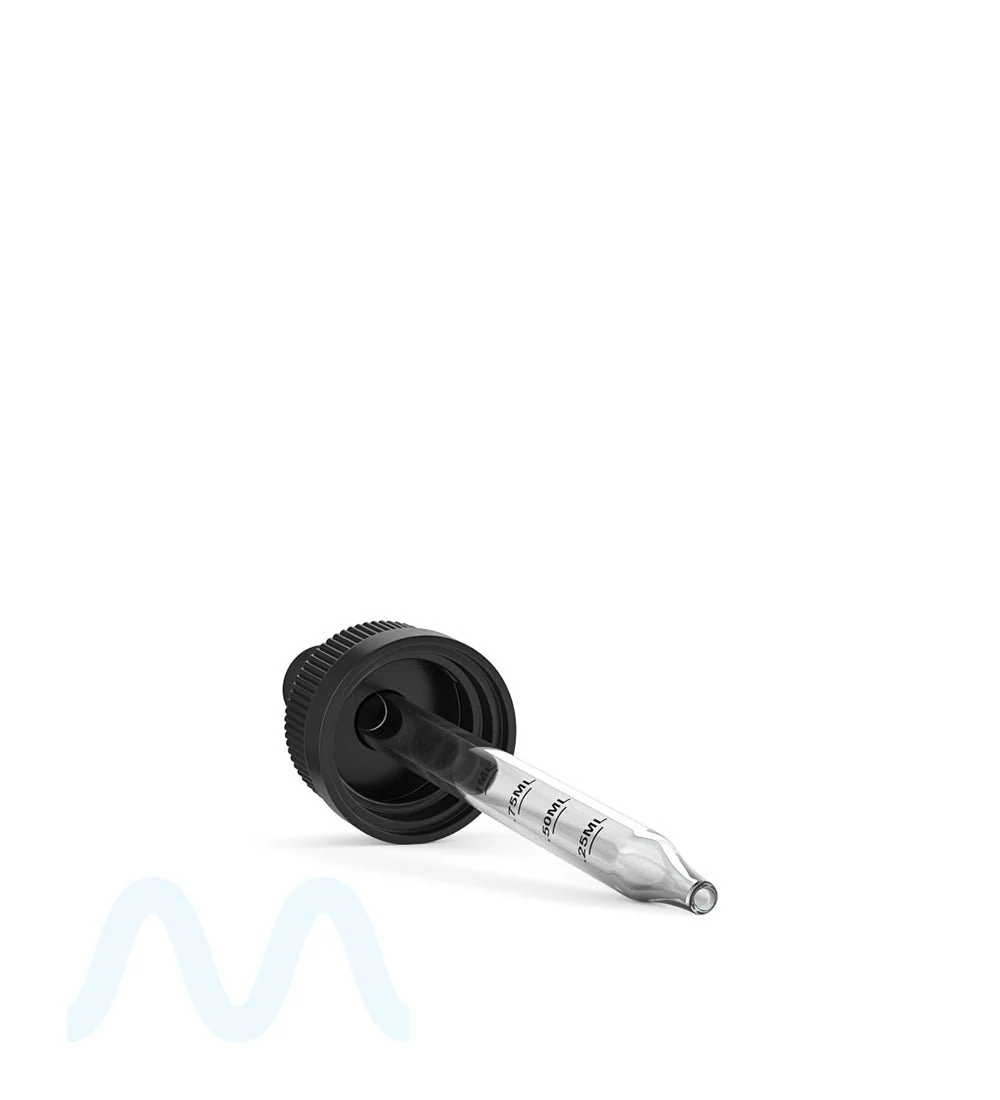 Child Resistant | Black Graduated Ribbed Glass Dropper Cap | 2oz - 1mL - 240 Count - Image 4