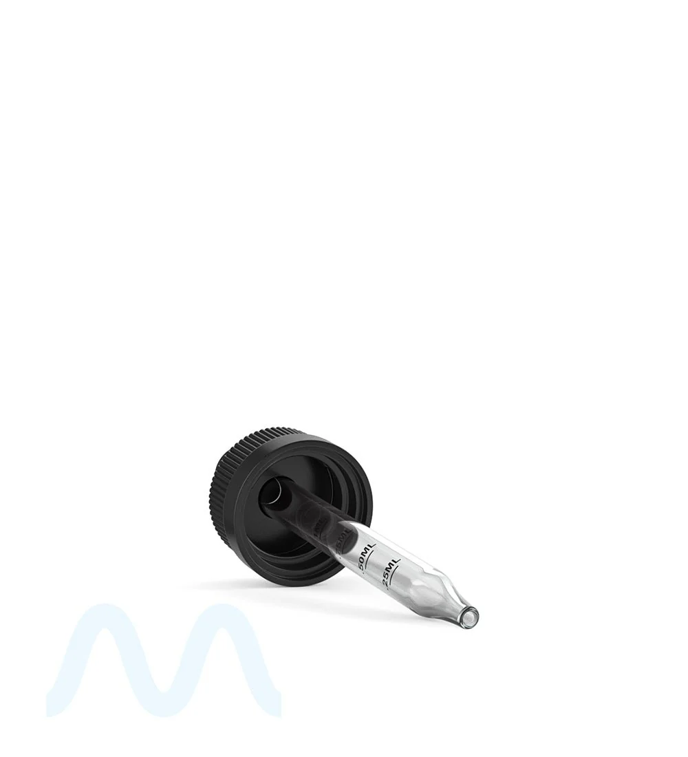 Child Resistant | Black Graduated Ribbed Glass Dropper Cap | 1oz - 1mL - 360 Count - Image 4