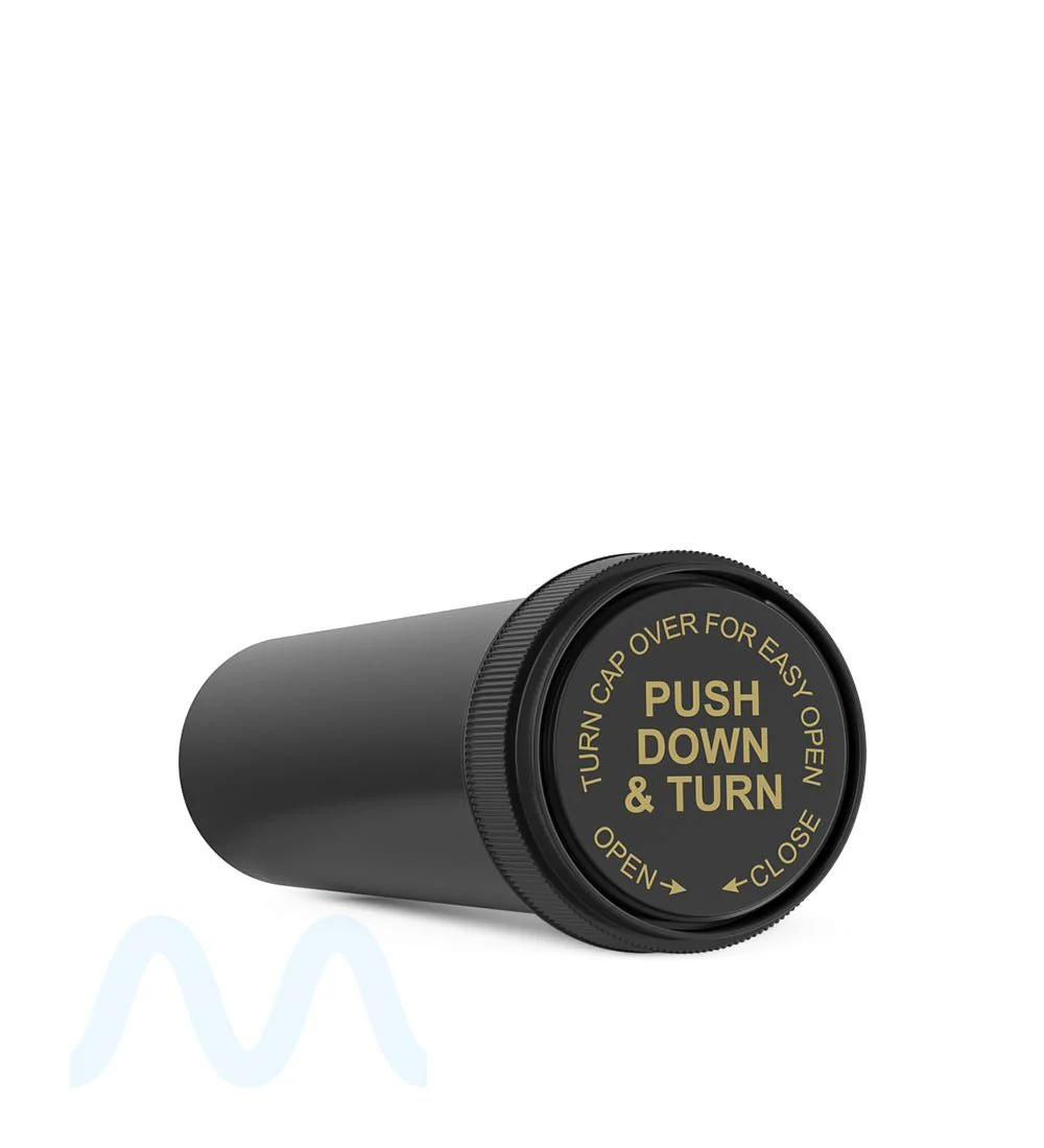 Child Resistant | Black Reversible PCR Cap Vials | 60dr - 14g - 100 Count - Image 2
