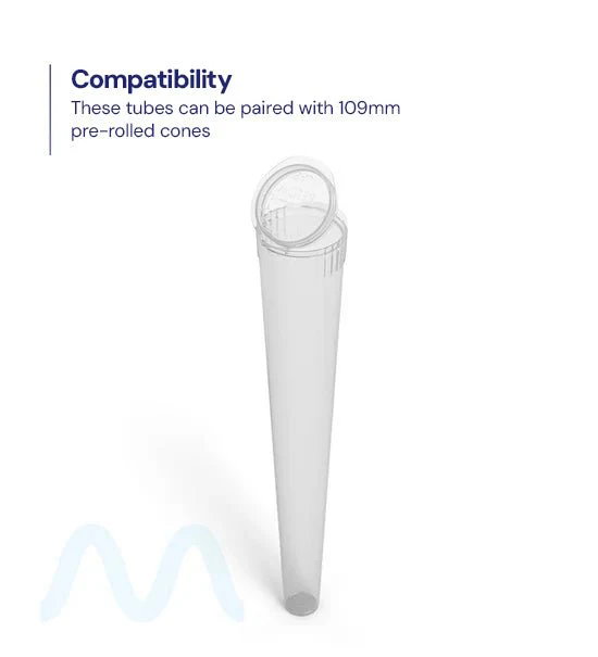 Child Resistant | Pop Top Transparent Conical Pre-Roll Tubes | 109mm - Clear - 1000 Count - Image 9