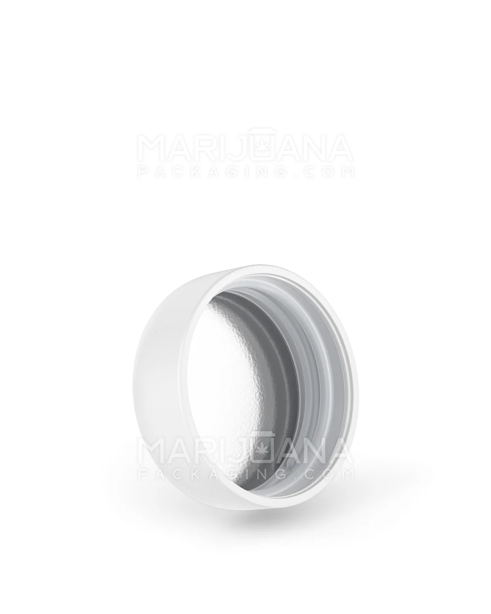 Child Resistant Dome Push Down & Turn Plastic Caps w/ Foil Liner | 38mm - Matte White | Sample - Image 2