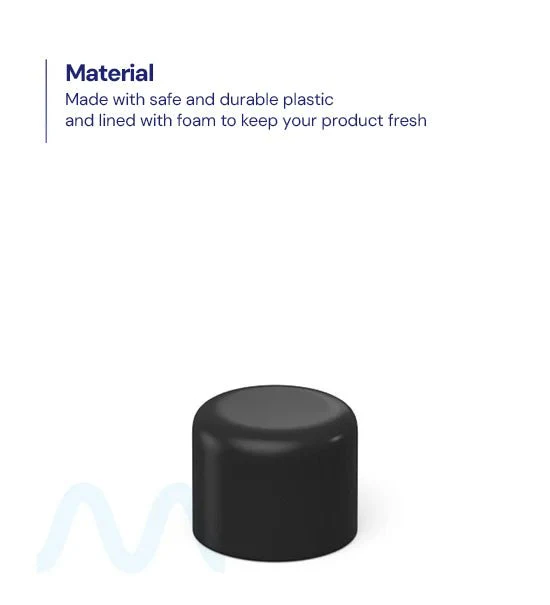 Child Resistant | Dome Push Down & Turn Plastic PCR Caps w/ Foam Liner | 18mm - Matte Black - 400 Count - Image 2