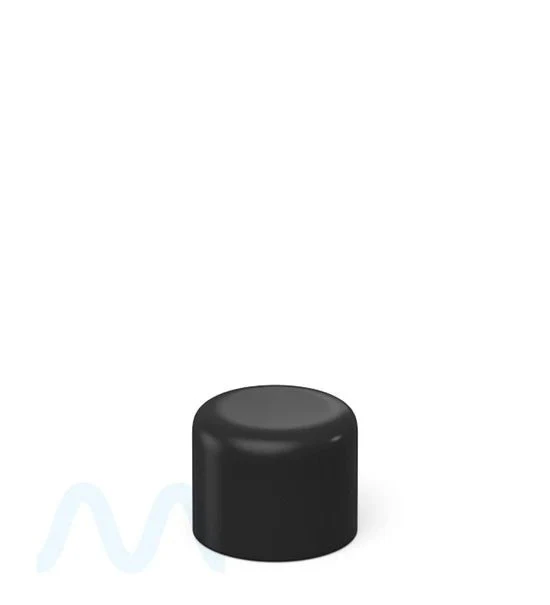 Child Resistant Dome Push Down & Turn Plastic PCR Caps w/ Foam Liner | 18mm - Matte Black | Sample
