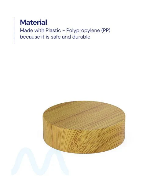 Child Resistant | Flat Push Down & Turn Plastic PCR Caps w/ Foam Liner | 53mm - Bamboo Wood - 120 Count - Image 2