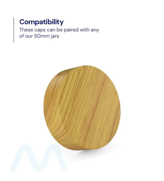 Child Resistant | Flat Push Down & Turn Plastic PCR Caps w/ Foam Liner | 53mm - Bamboo Wood - 120 Count - Image 4