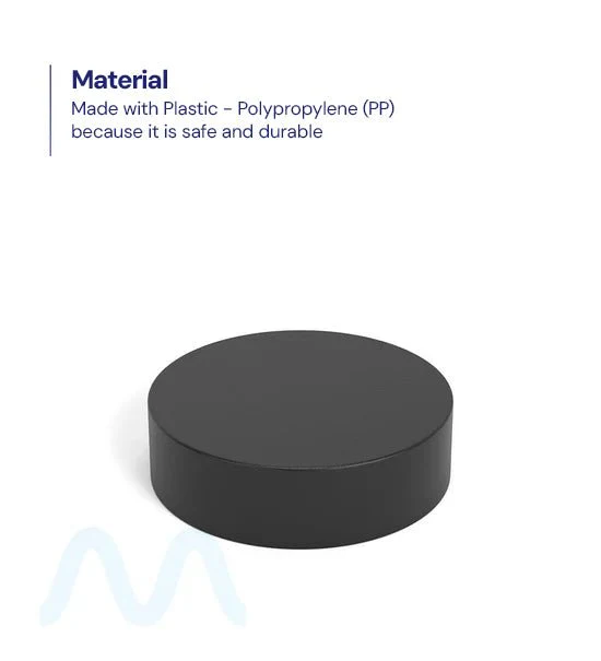 Child Resistant | Flat Push Down & Turn Plastic PCR Caps w/ Foam Liner | 53mm - Matte Black - 120 Count - Image 2