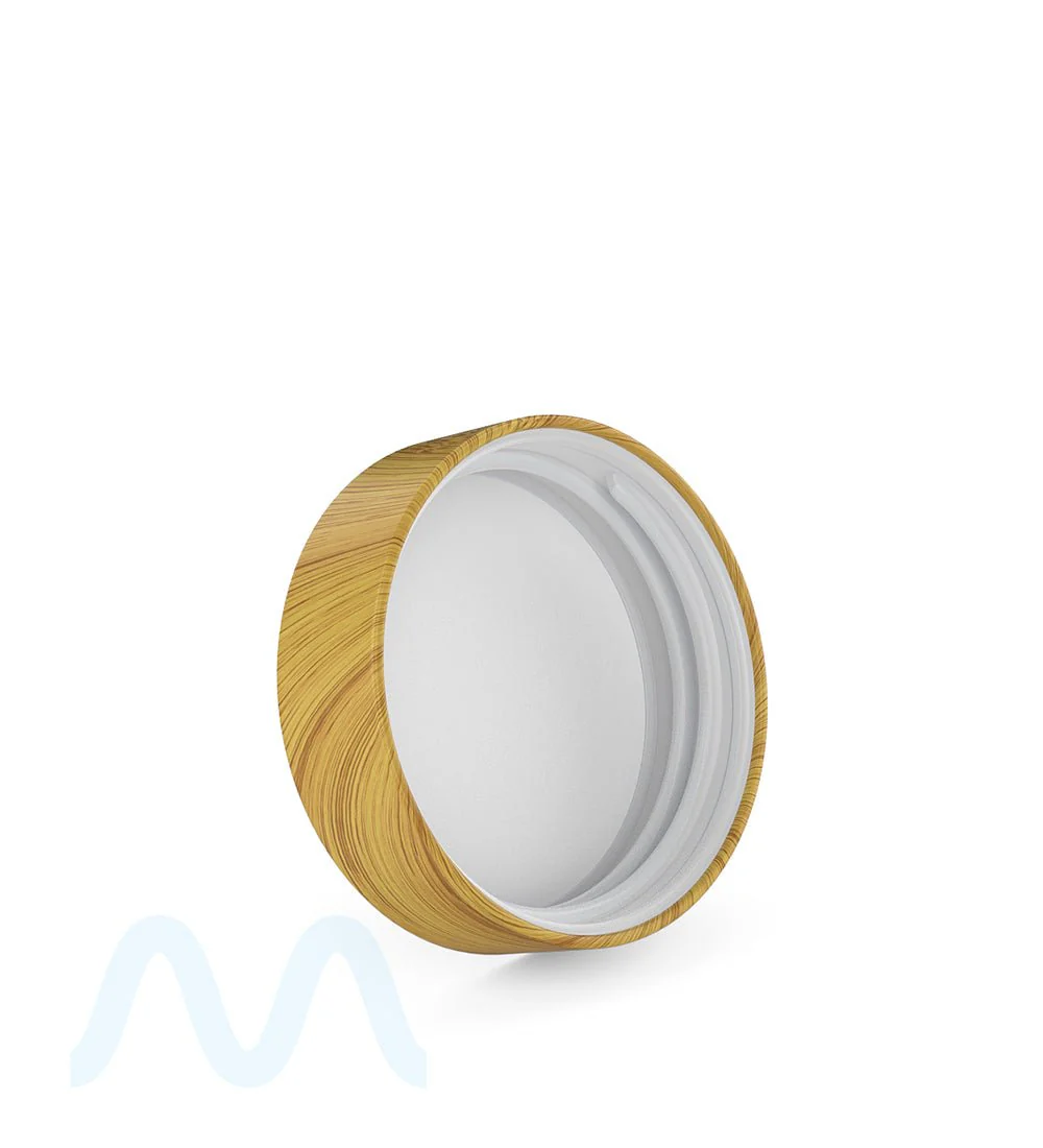 Child Resistant | Flat Push Down & Turn Plastic Caps w/ Foam Liner | 53mm - Bamboo Wood - 120 Count - Image 4