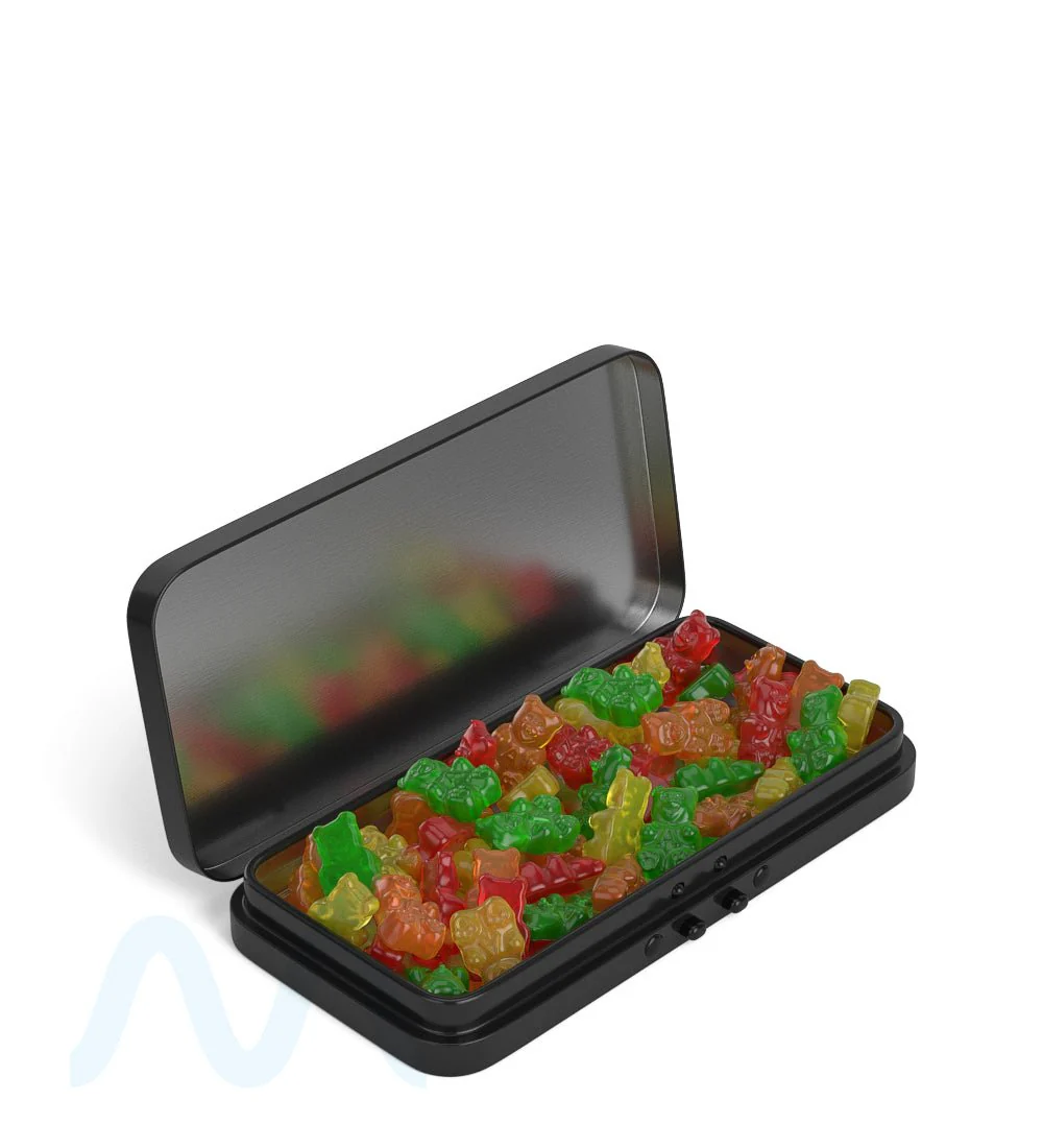 Child Resistant & Sustainable | Hinged-Lid Large Pre-Rolls Box | 120mm x 58mm - Black Tin - 100 Count - Image 4