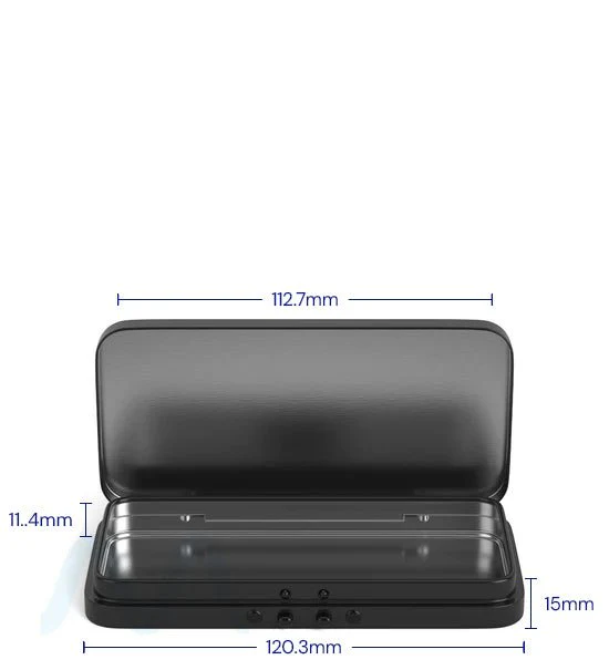 Child Resistant & Sustainable | Hinged-Lid Large Pre-Rolls Box | 120mm x 58mm - Black Tin - 100 Count - Image 5