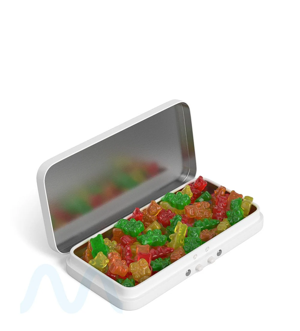 Child Resistant & Sustainable | Hinged-Lid Large Pre-Rolls Box | 120mm x 58mm - White Tin - 100 Count - Image 5