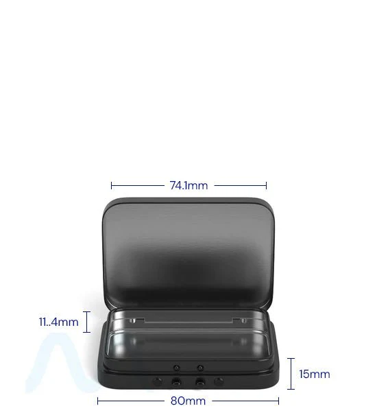 Child Resistant & Sustainable | Hinged-Lid Mini Pre-Rolls Box | 80mm x 58mm - Black Tin - 100 Count - Image 5