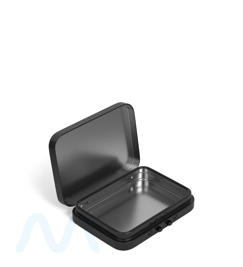 Child Resistant & Sustainable | Hinged-Lid Mini Pre-Rolls Box | 80mm x 58mm - Black Tin - 100 Count - Image 6