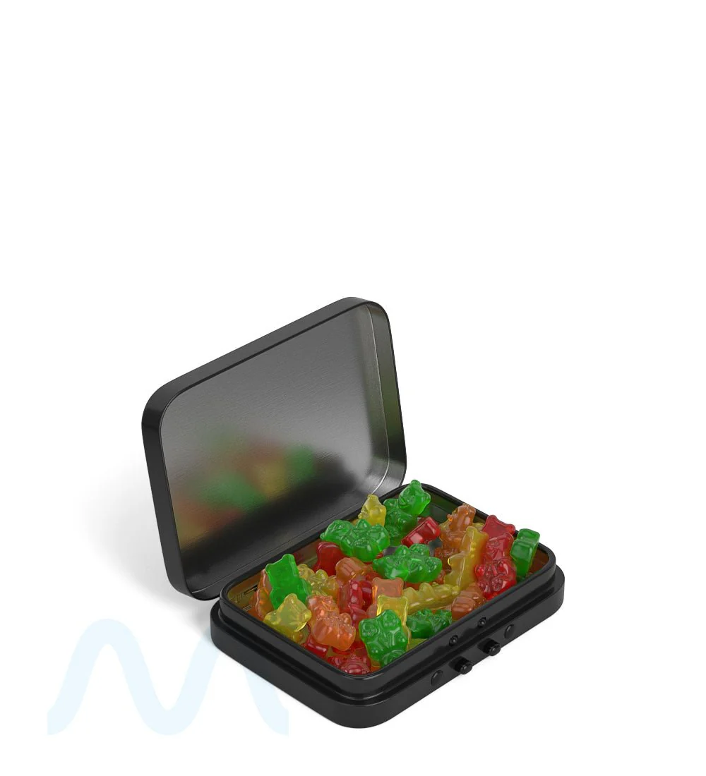 Child Resistant & Sustainable | Hinged-Lid Mini Pre-Rolls Box | 80mm x 58mm - Black Tin - 100 Count - Image 7