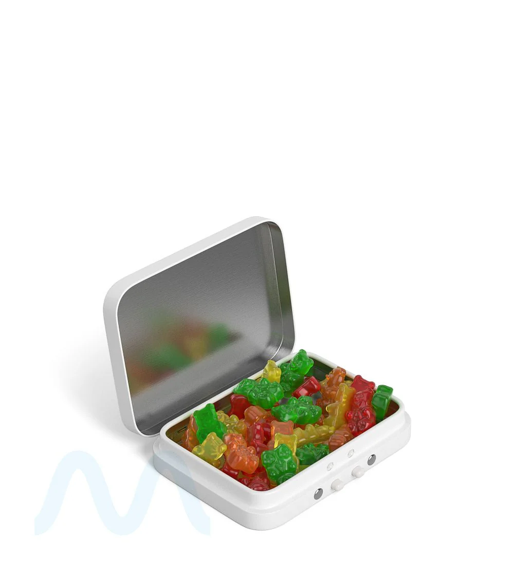 Child Resistant & Sustainable | Hinged-Lid Mini Pre-Rolls Box | 80mm x 58mm - White Tin - 100 Count - Image 4