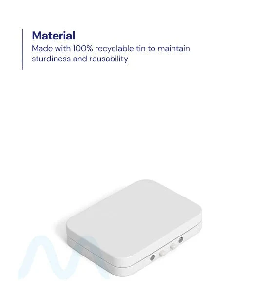 Child Resistant & Sustainable | Hinged-Lid Mini Pre-Rolls Box | 80mm x 58mm - White Tin - 100 Count - Image 5