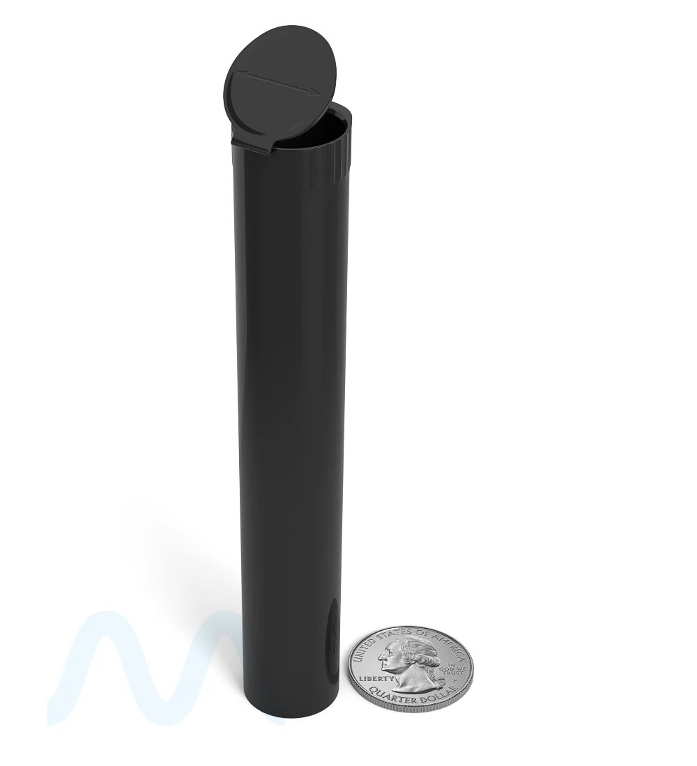 Child Resistant | King Size Pop Top Opaque Plastic USA Pre-Roll Tubes (Open) | 116mm - Black - 1000 Count - Image 12