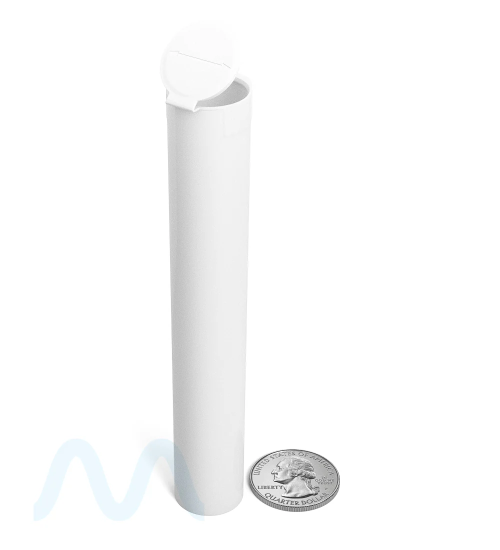 Child Resistant | King Size Pop Top Opaque Plastic USA Pre-Roll Tubes (Open) | 116mm - White - 1000 Count - Image 11