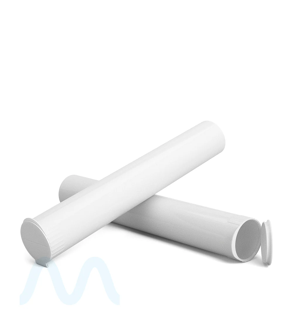 Child Resistant | King Size Pop Top Opaque Plastic USA Pre-Roll Tubes (Open) | 116mm - White - 1000 Count - Image 8