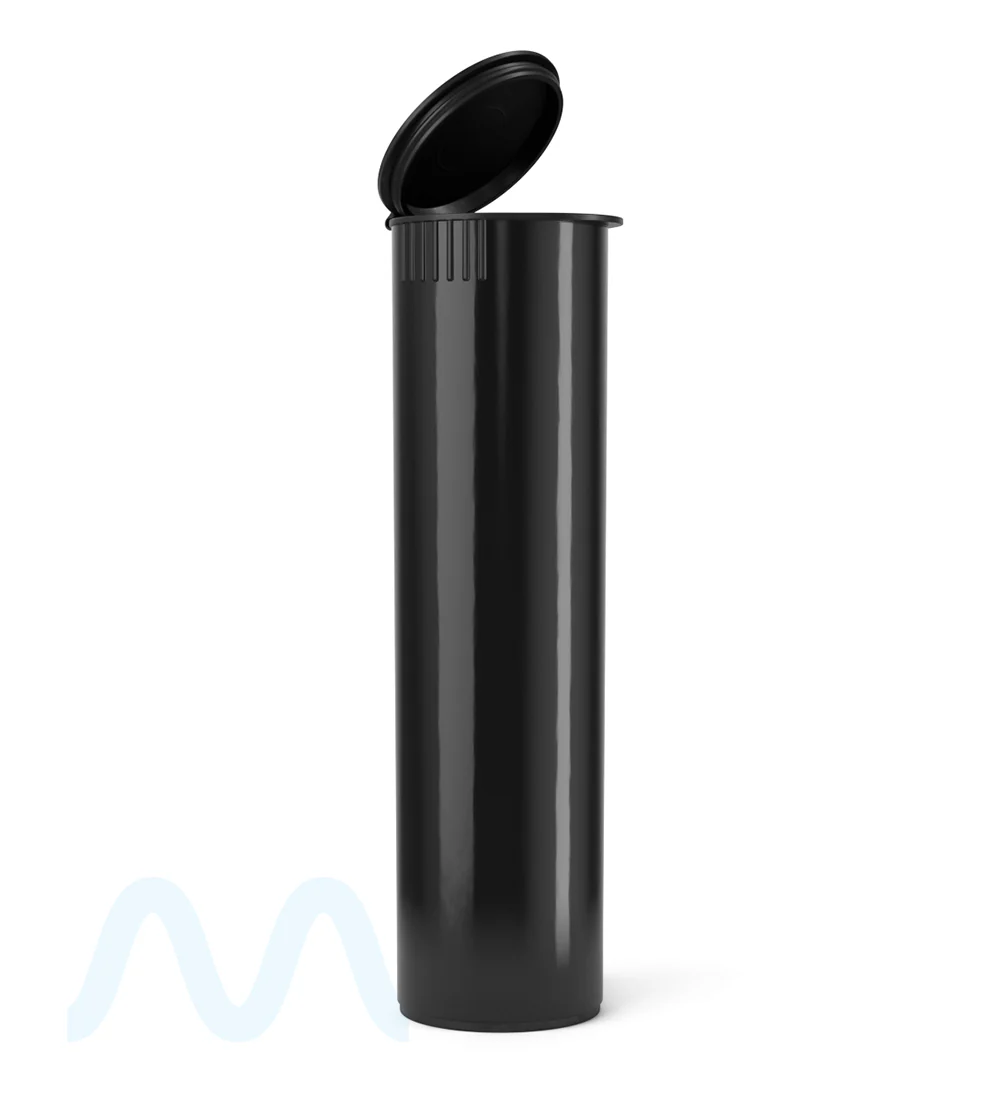 Child Resistant | King Size Pop Top Opaque Wide Multi Plastic Pre-Roll Tubes | 116mm - Black - 250 Count