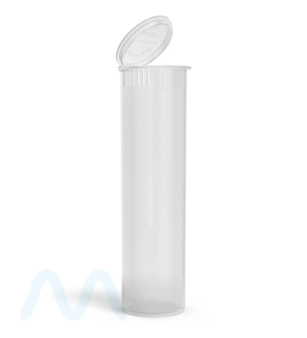 Child Resistant | King Size Pop Top Wide Plastic Pre-Roll Tubes | 116mm - Clear - 250 Count