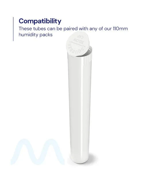 Child Resistant | King Size Pop Top Opaque Plastic Pre-Roll Tubes | 116mm - White - 1000 Count - Image 3