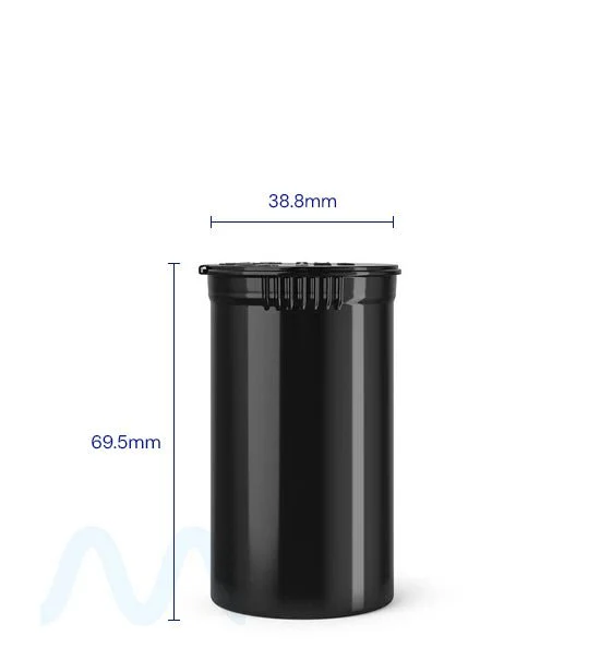 Child Resistant | Opaque Black Pop Top Bottles | 19dr - 3.5g - 225 Count - Image 4