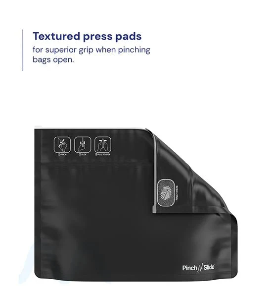 Child Resistant | Pinch N Slide ASTM Matte Black PCR Mylar Exit Bags | 12in x 9in - 56g - 250 Count - Image 3