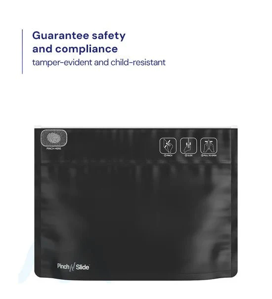 Child Resistant | Pinch N Slide ASTM Matte Black PCR Mylar Exit Bags | 12in x 9in - 56g - 250 Count - Image 4