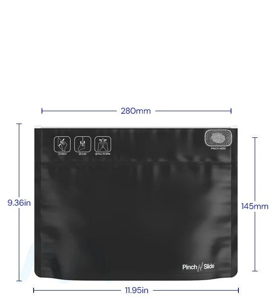 Child Resistant | Pinch N Slide ASTM Matte Black PCR Mylar Exit Bags | 12in x 9in - 56g - 250 Count - Image 5