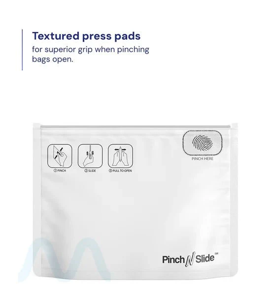 Child Resistant | Pinch N Slide ASTM Matte White Mylar PCR Exit Bags | 8in x 6in - 28g - 250 Count - Image 3