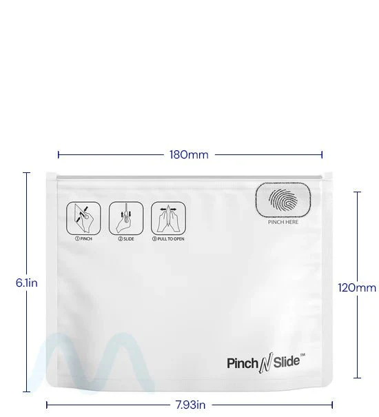 Child Resistant | Pinch N Slide ASTM Matte White Mylar PCR Exit Bags | 8in x 6in - 28g - 250 Count - Image 5