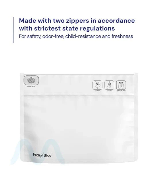 Child Resistant | Pinch N Slide ASTM Matte White Mylar Exit Bags | 12in x 9in - 56g - 250 Count - Image 4