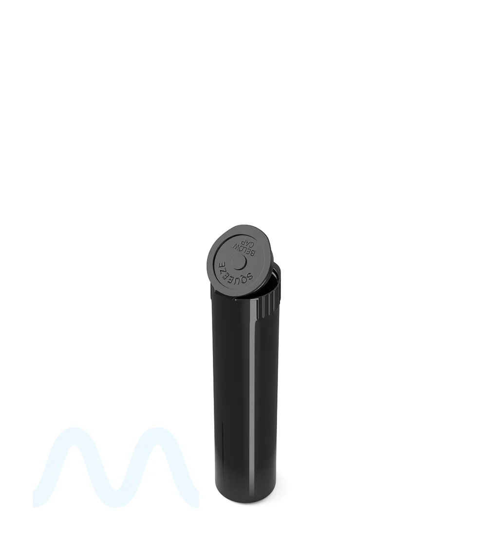 Child Resistant | Pop Top Opaque Plastic Pre-Roll Tubes (Open) | 78mm - Black - 1200 Count - Image 7