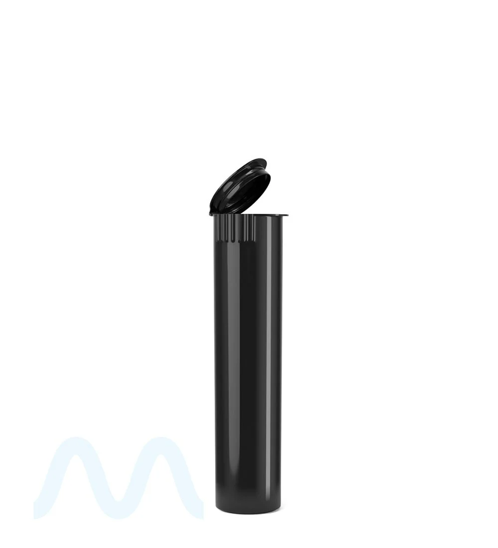 Child Resistant | Pop Top Opaque Plastic Pre-Roll Tubes | 80mm - Black - 1000 Count