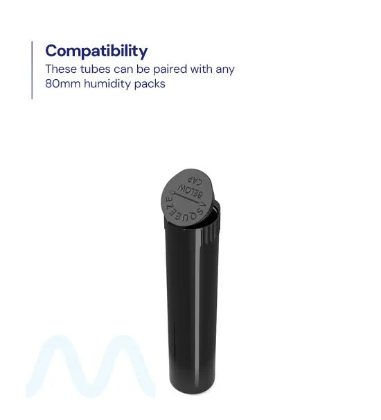 Child Resistant | Pop Top Opaque Plastic Pre-Roll Tubes | 80mm - Black - 1000 Count - Image 3