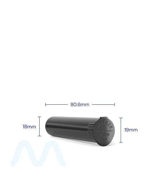 Child Resistant | Pop Top Opaque Plastic Pre-Roll Tubes | 80mm - Black - 1000 Count - Image 4