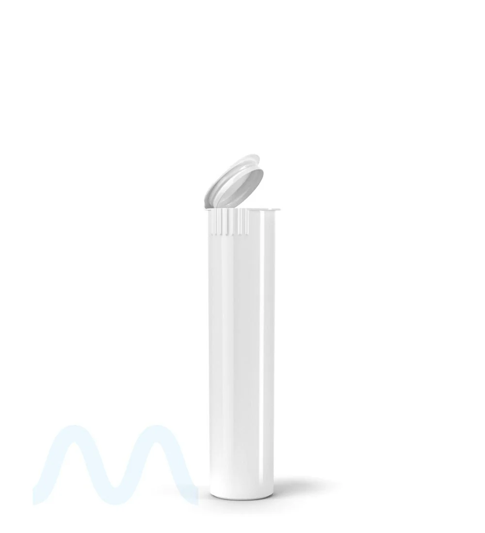 Child Resistant | Pop Top Opaque Plastic Pre-Roll Tubes | 80mm - White - 1000 Count