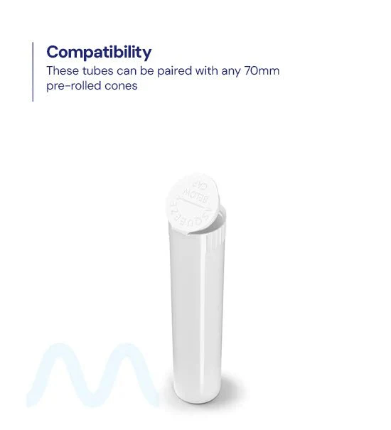 Child Resistant | Pop Top Opaque Plastic Pre-Roll Tubes | 80mm - White - 1000 Count - Image 7