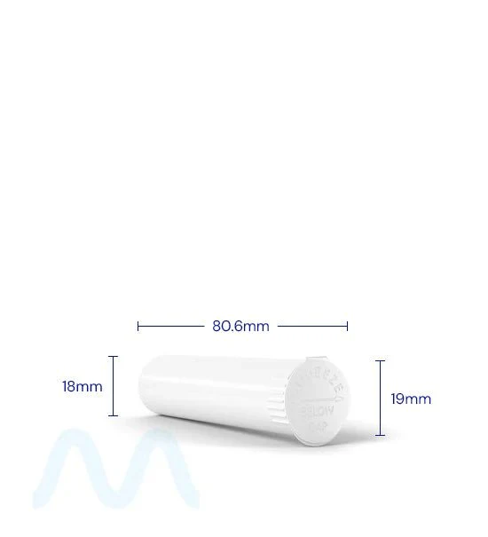 Child Resistant | Pop Top Opaque Plastic Pre-Roll Tubes | 80mm - White - 1000 Count - Image 8