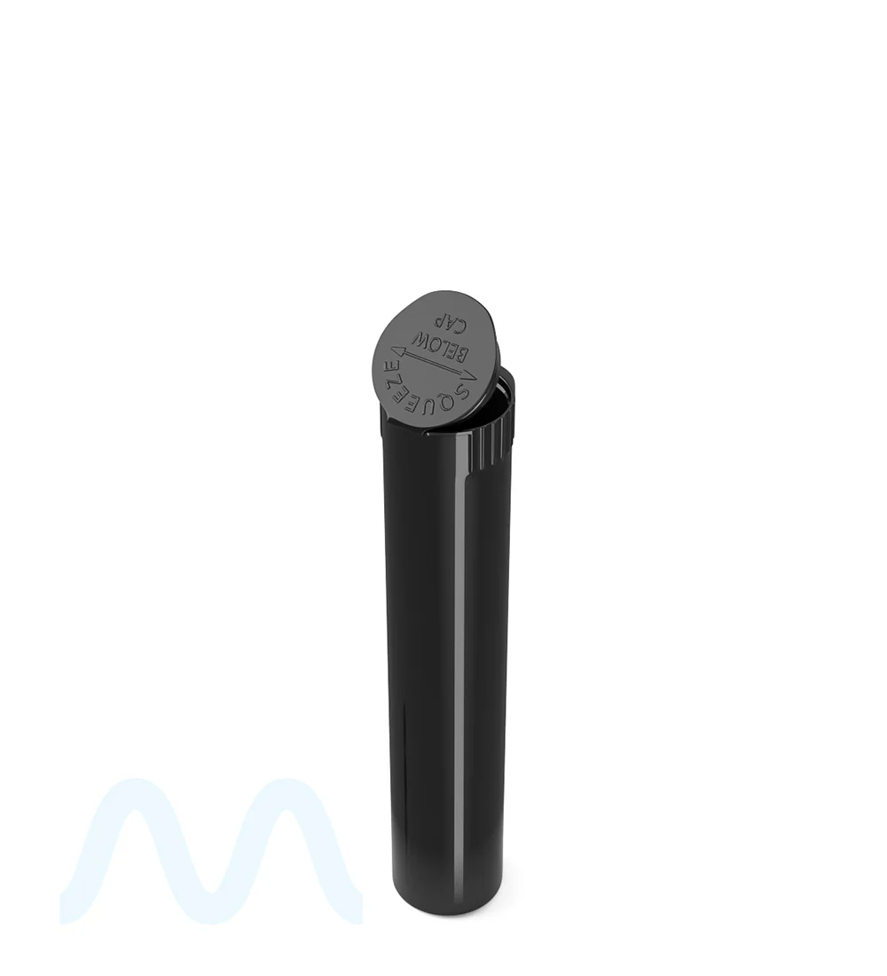Child Resistant | Pop Top Opaque Plastic Pre-Roll Tubes (Open) | 98mm - Black - 1000 Count - Image 6