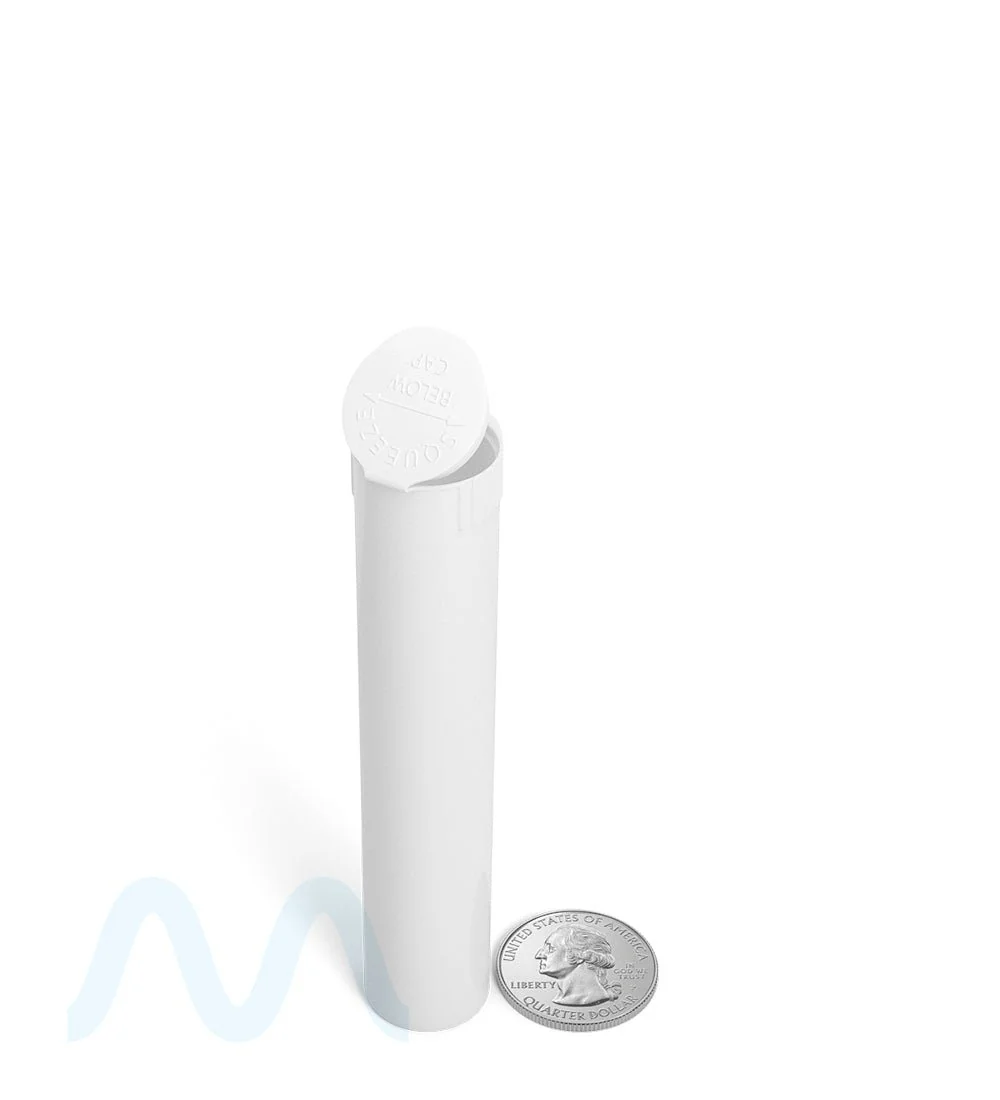 Child Resistant | Pop Top Opaque Plastic Pre-Roll Tubes (Open) | 98mm - White - 1000 Count - Image 8
