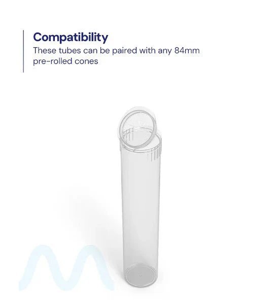 Child Resistant | Pop Top Plastic Pre-Roll PCR Tubes (Open) | 90mm - Clear - 1000 Count - Image 11